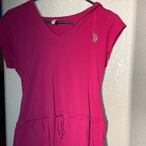Hot pink shirt dress
